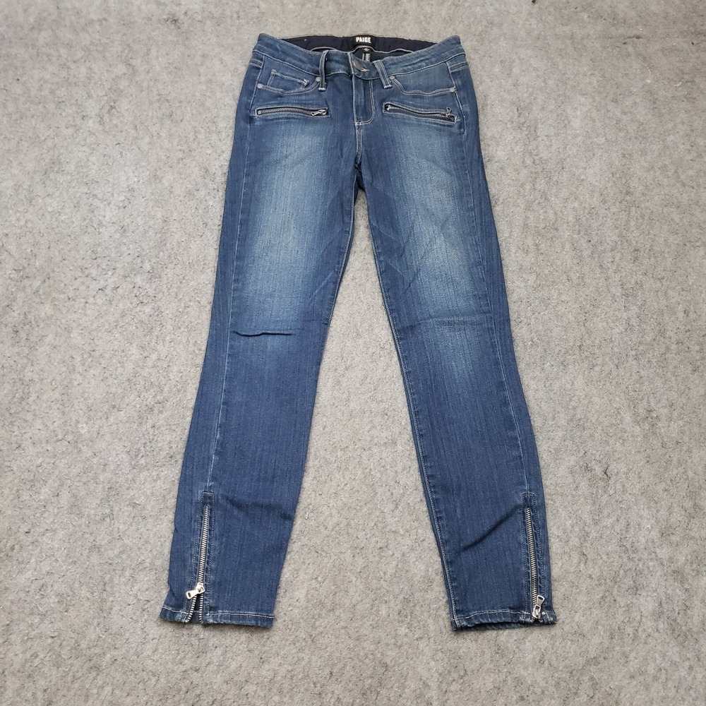 Paige Jeans‎ Womens 26 Blue Skinny Jane Zip Crop Ankle Low Denim Ladies 26x26